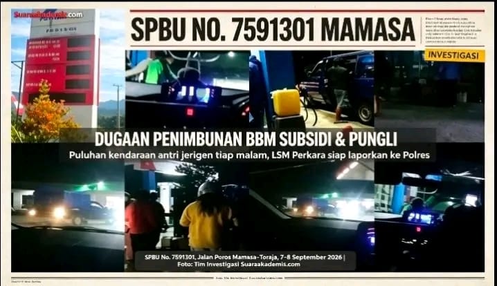 SPBU NO. 7591301 MAMASA DUGAAN PENIMBUNAN BBM SUBSIDI & PUNGLI, LSM PERKARA SIAP LAPORKAN KE POLRES!