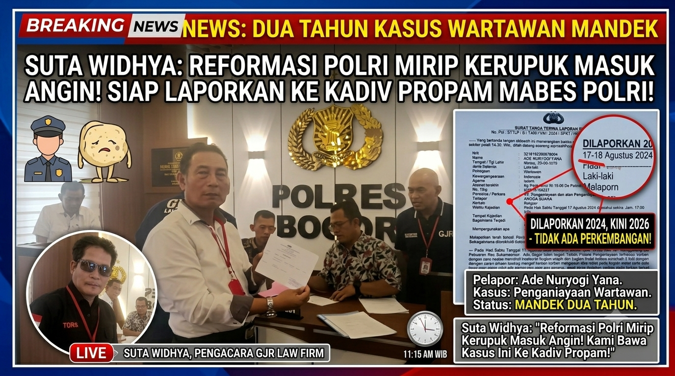 DUA TAHUN KASUS WARTAWAN MANDek,SUTA WIDHYA: REFORMASI POLRI MIRIP KERUPUK MASUK ANGIN! SIAP LAPORKAN KE KADIV PROPAM MABES POLRI!