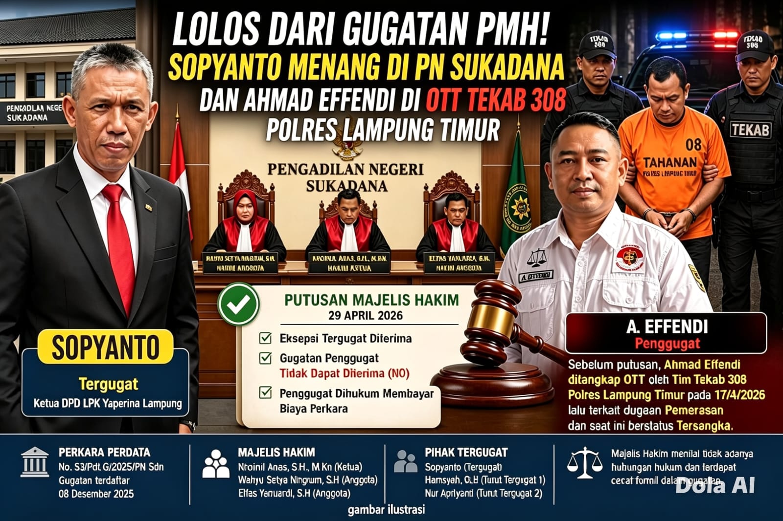 Lolos dari Gugatan PMH! Ketua LPK Yaperma Lampung Menang di PN Sukadana dan Ahmad Effendi Terjaring OTT Tekab 308 Polres Lamtim