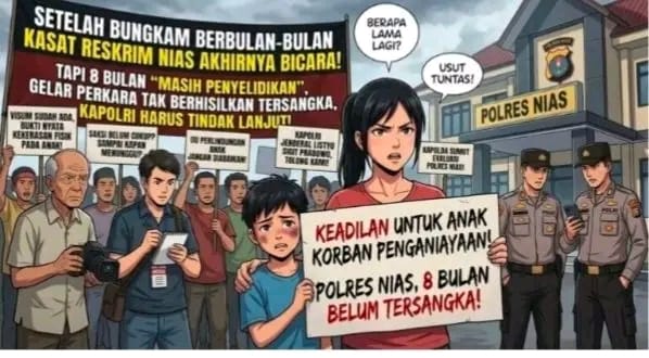 SETELAH BUNGKAM BERBULAN-BULAN  KASAT RESKRIM NIAS AKHIRNYA BICARA! TAPI 8 BULAN "MASIH PENYELIDIKAN", GELAR PERKARA TAK BERHASILKAN TERSANGKA, KAPOLRI HARUS TINDAK LANJUT!