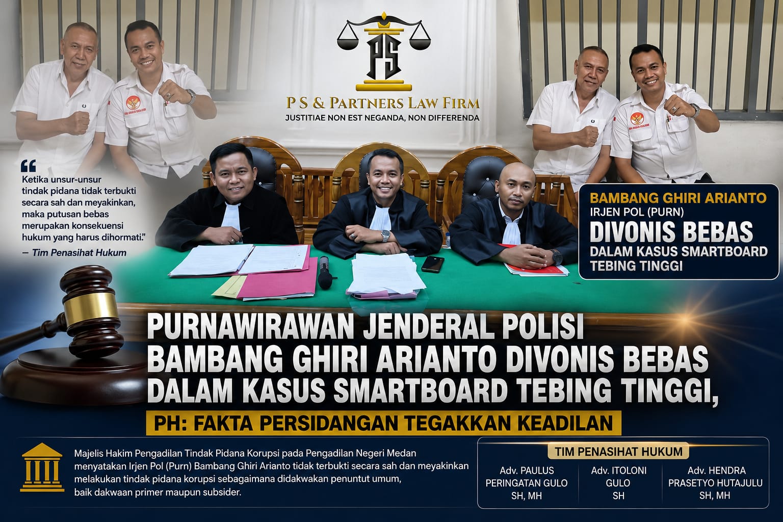 "JENDERAL POLISI PURN. BAMBANG GHIRI ARIANTO DIVONIS BEBAS: FAKTA PERSIDANGAN KALAHKAN TUNTUTAN 8 TAHUN PENJARA!"